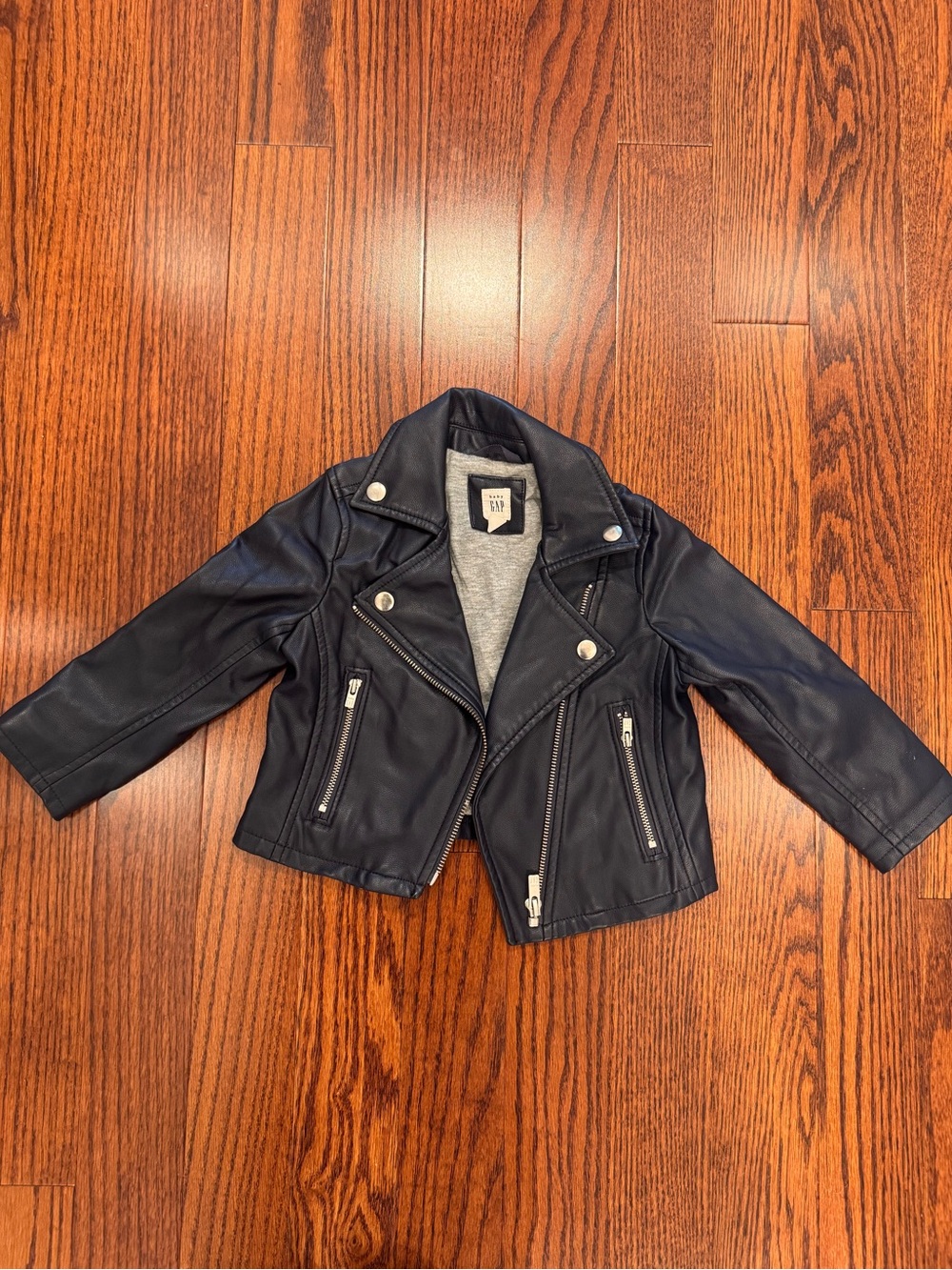 GAP Kids Navy Blue Faux Leather Moto Jacket